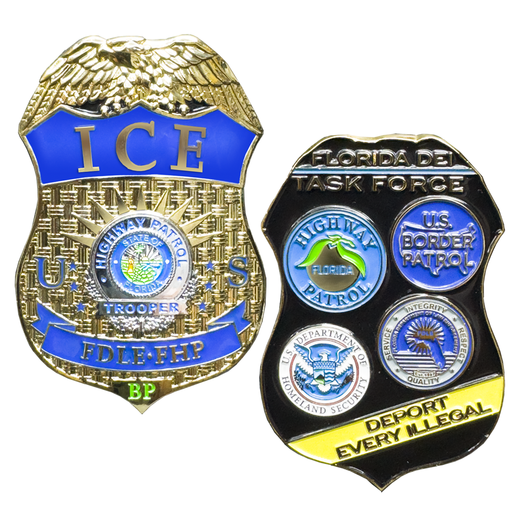EL17-12 Florida Police FHP FDLE DEI Challenge Coin Border Patrol Agent ICE HSI CBP 45 47
