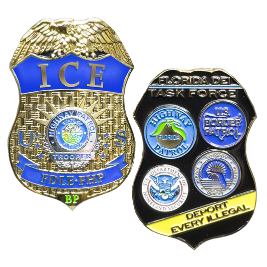 EL17-12 Florida Police FHP FDLE DEI Challenge Coin Border Patrol Agent ICE HSI CBP 45 47