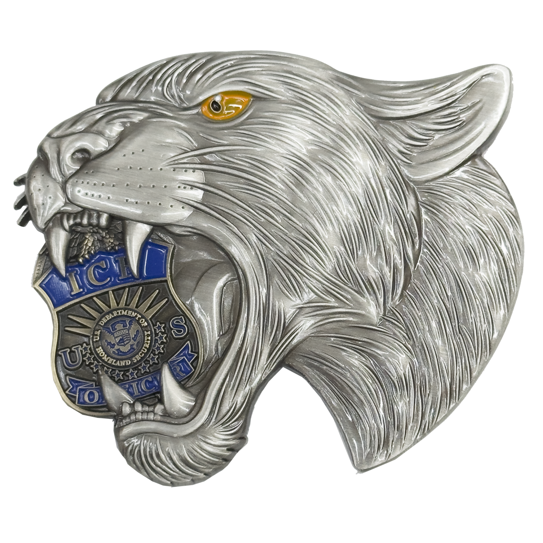 BL18-23 Panther ICE ERO DRO Agent Challenge Coin Florida Gator Alligator Alcatraz style