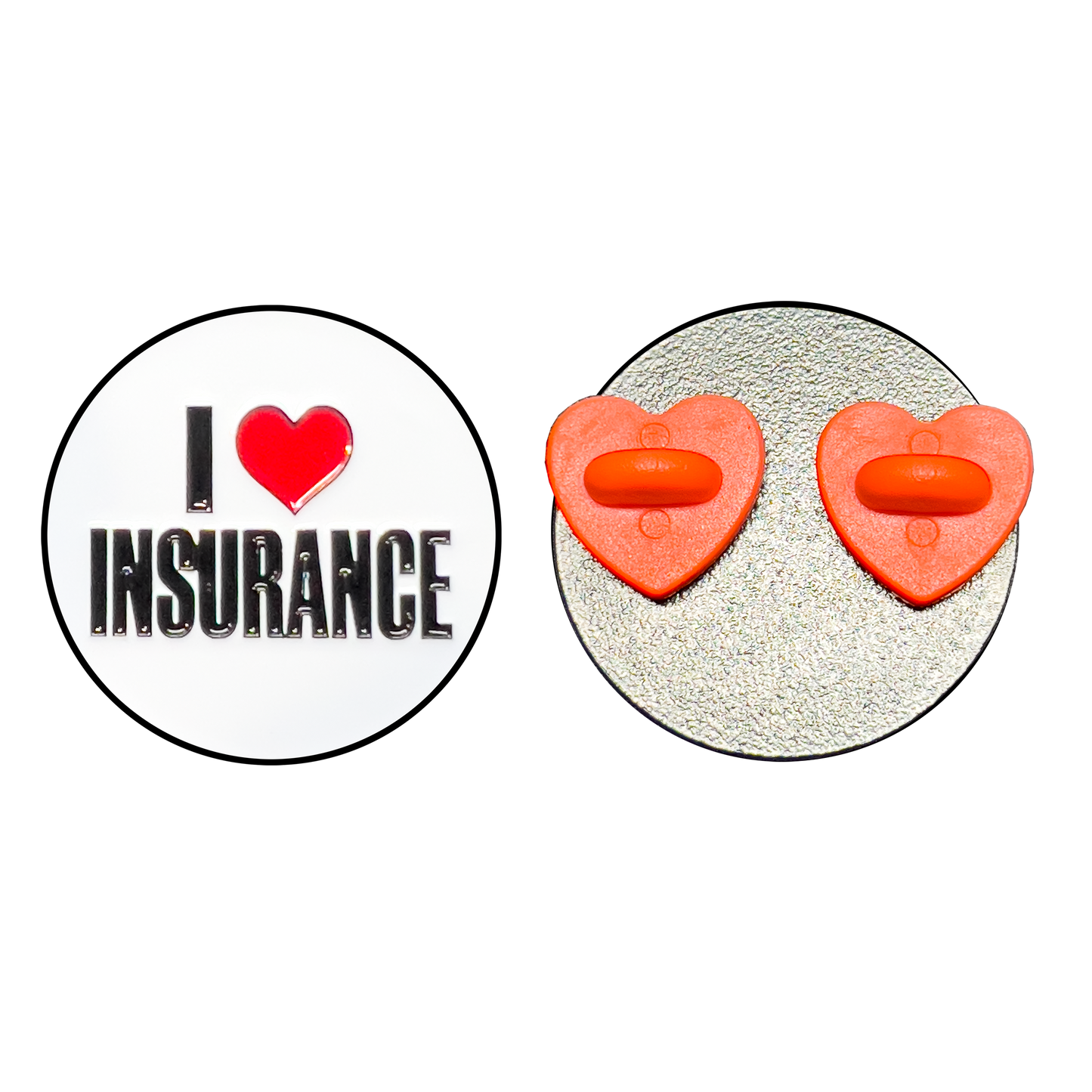 GL15-008 I LOVE INSURANCE Agent Lapel Pin with heart shaped pin clasps Flo Progressive