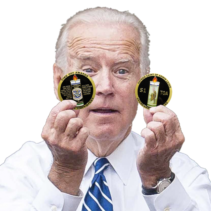EL10-014 New Version 2 Huge Secretary Mayorkas Patron Saint of Admin Leave Challenge Coin CBP HSI CIS FEMA ICE Border Patrol