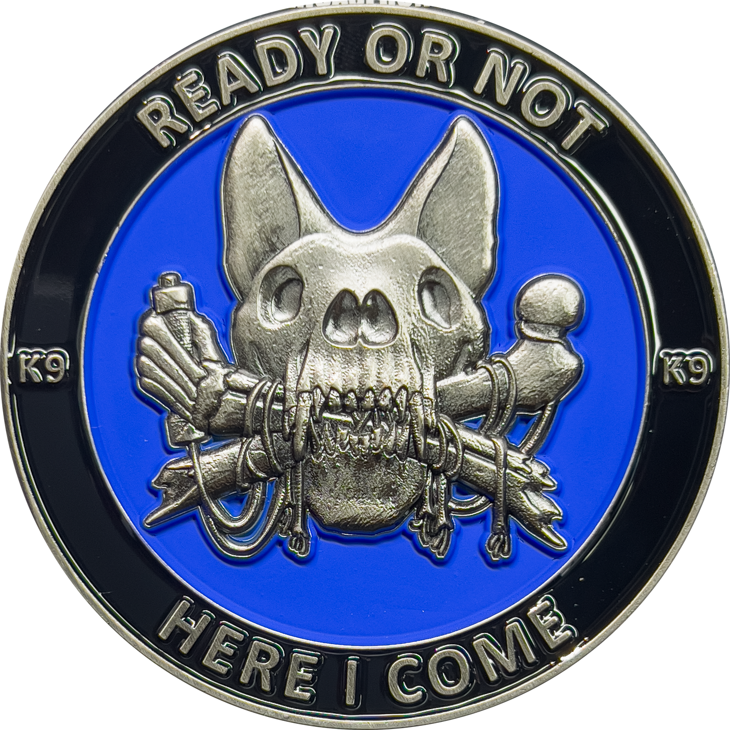 JJ-009 Police K9 Challenge Coin Canine Unit Saint Michael Thin Blue Line Prayer Paw Prints