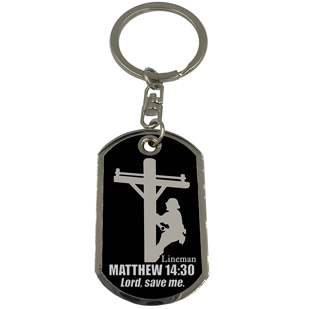 GL4-004 Lineman Prayer Saint Michael Protect Us Challenge Coin Dog Tag Keychain Electrician Poleman