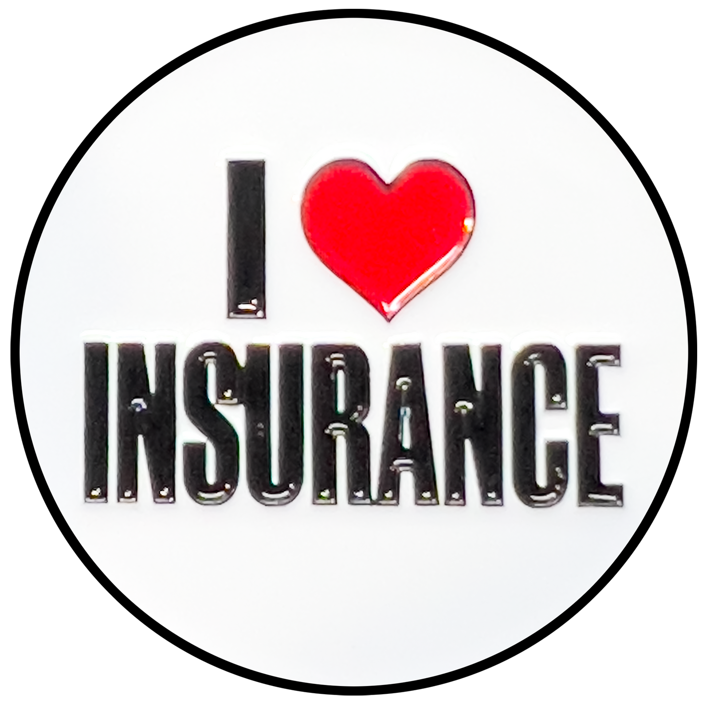 GL15-008 I LOVE INSURANCE Agent Lapel Pin with heart shaped pin clasps Flo Progressive