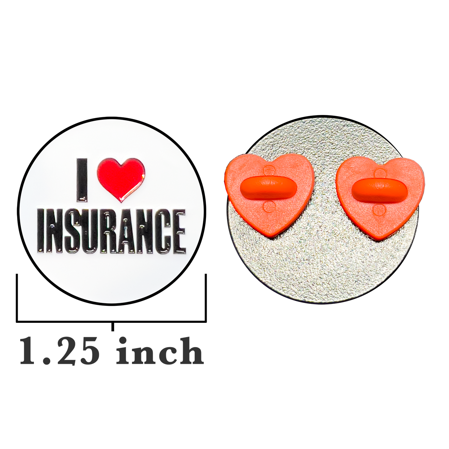 GL15-008 I LOVE INSURANCE Agent Lapel Pin with heart shaped pin clasps Flo Progressive