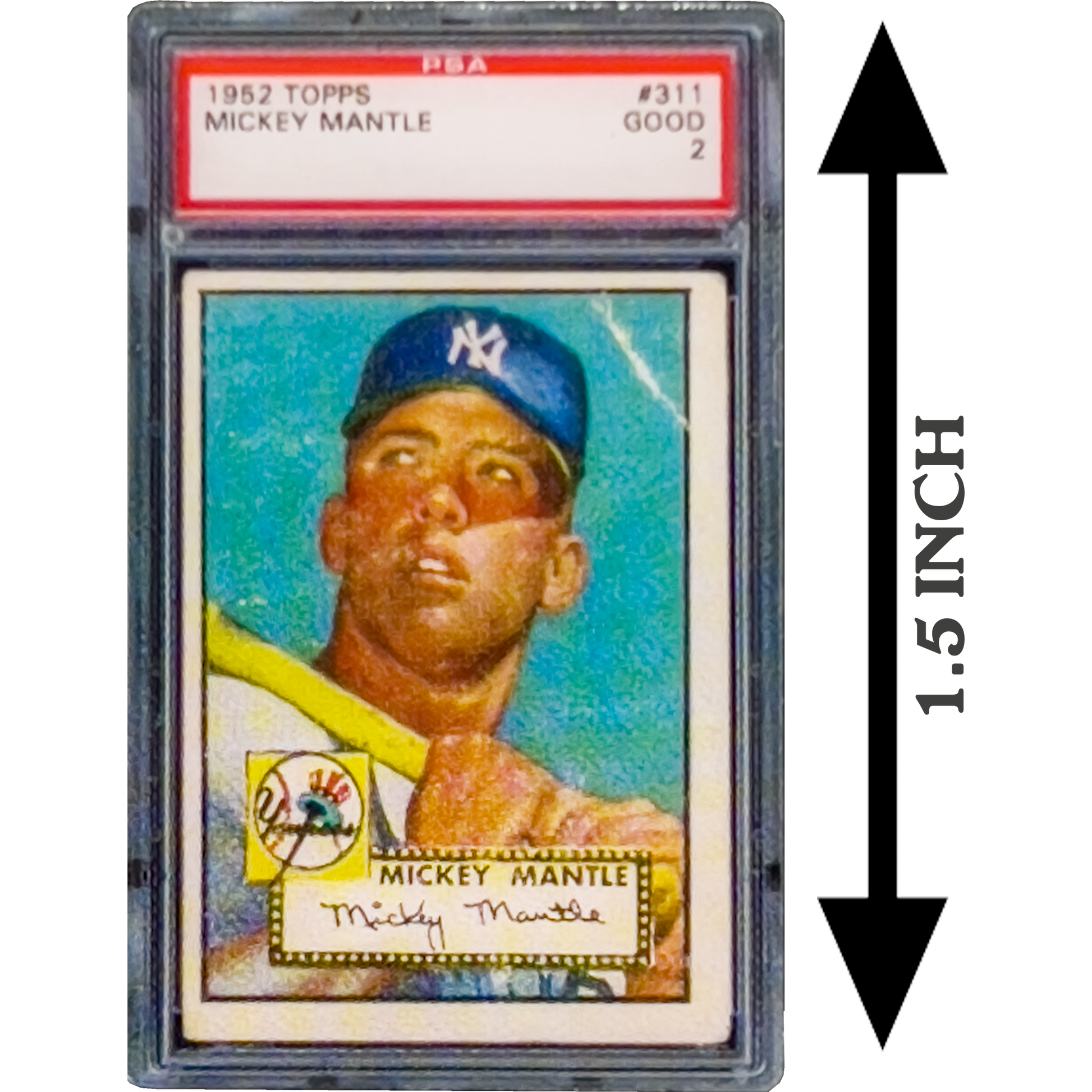 PBX-007-A 1952 Topps Mickey Mantle PSA 2 Autographed back Rookie