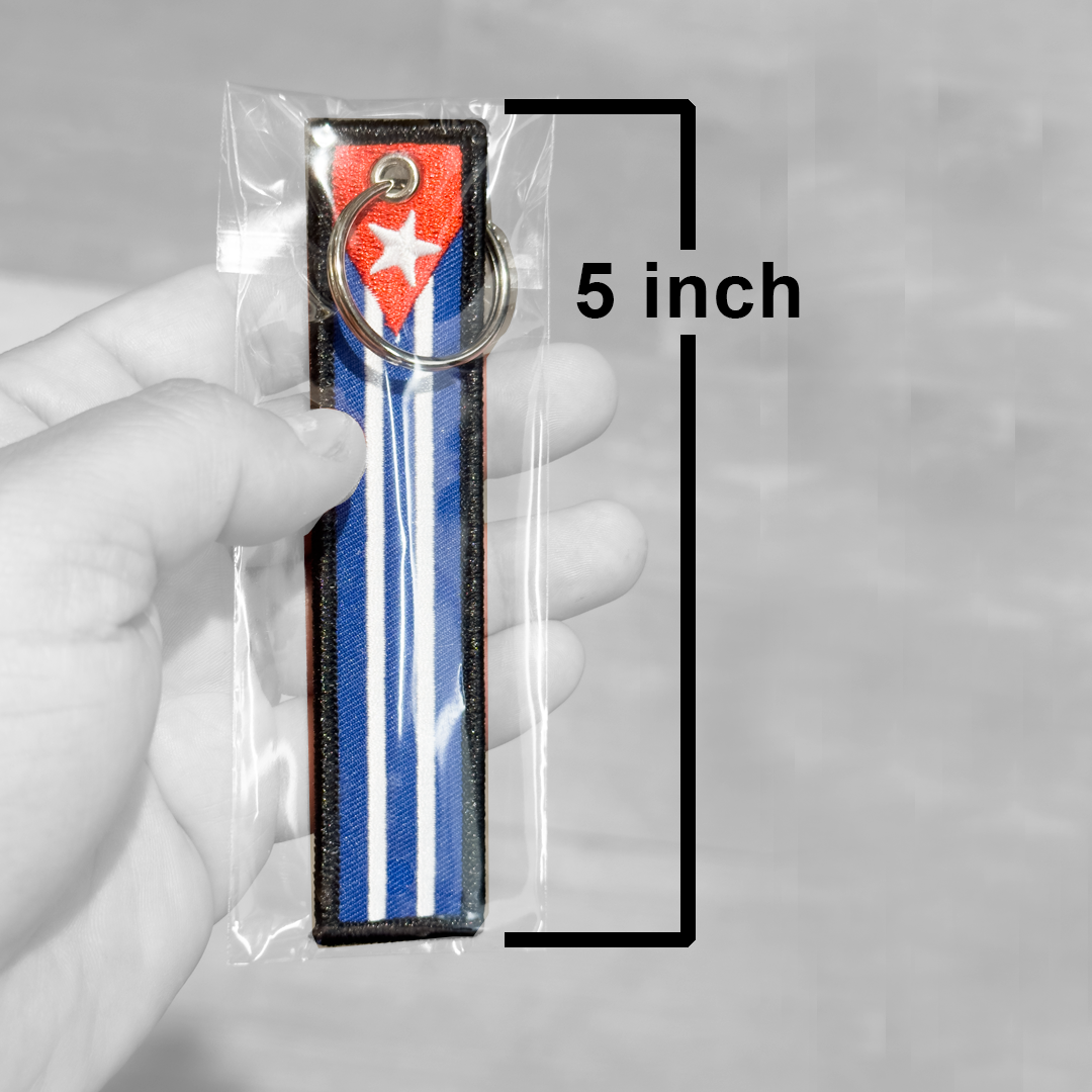 EL13-024 Dale Cuban Flag Cuba Pride embroidered keychain with keyring