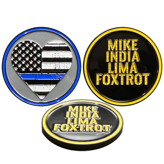 GG-017 MILF Police Challenge Coin Thin Blue Line Heart Flag Wife Girlfriend Sidepiece gifts