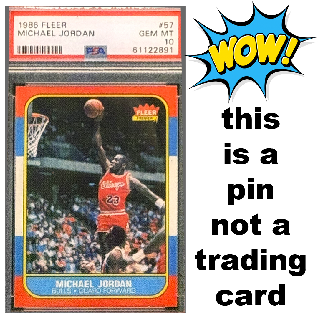 PBX-011-G Lapel Pin for 1986 1987 Fleer Michael Jordan Rookie Card Collectors PSA 10 Facsimile Autograph back