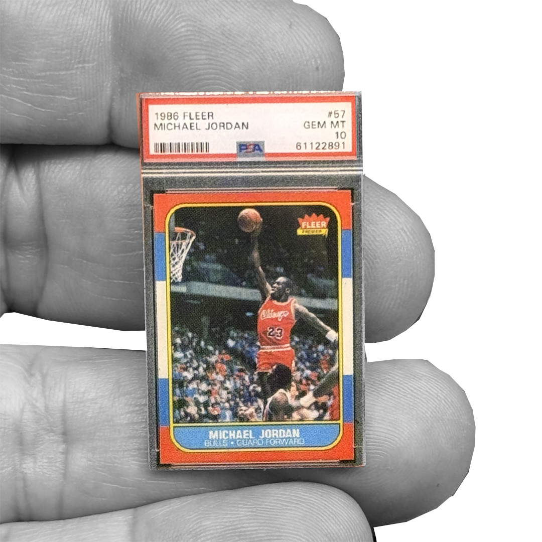 PBX-011-G Lapel Pin for 1986 1987 Fleer Michael Jordan Rookie Card Collectors PSA 10 Facsimile Autograph back