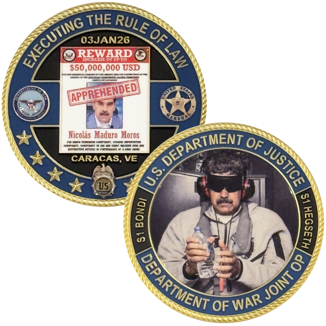 DL12-2 Dept of War DEA USMS Secretary Hegseth Pam Bondi Maduro Challenge Coin