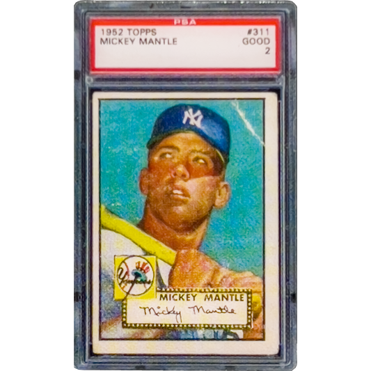 PBX-007-A 1952 Topps Mickey Mantle PSA 2 Autographed back Rookie Lapel Pin