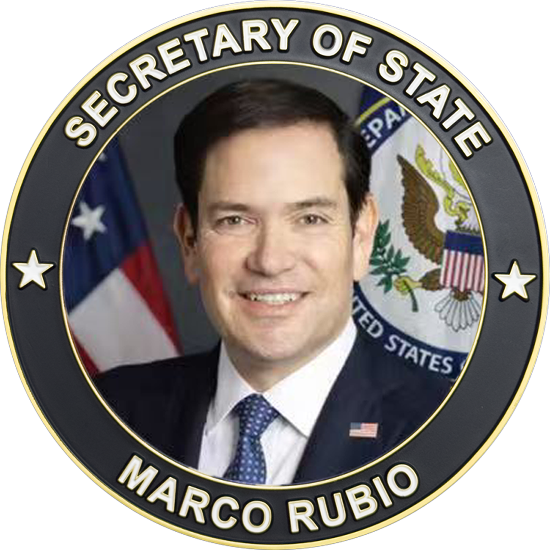 CL-MR Secretary of State Marco Rubio large Challenge Coin Dept. of State MAGA President Trump 45 47