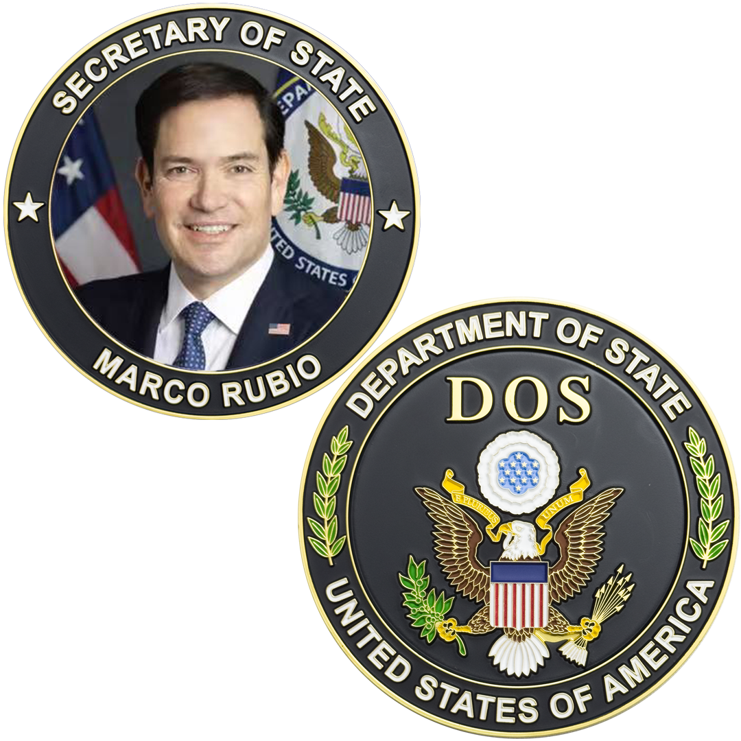 CL-MR Secretary of State Marco Rubio large Challenge Coin Dept. of State MAGA President Trump 45 47