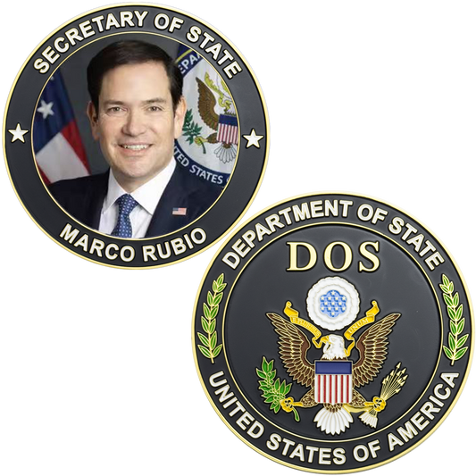 CL-MR Secretary of State Marco Rubio large Challenge Coin Dept. of State MAGA President Trump 45 47
