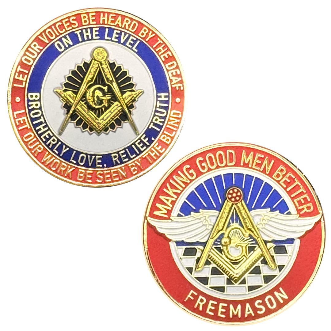EL18-12 Masonic Illuminati FreeMason Lodge secret freemasonry challenge coin