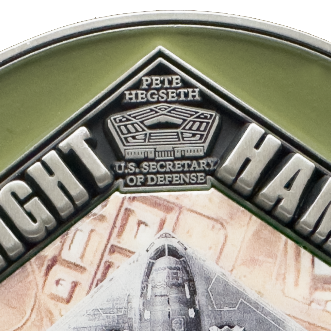 DL12-11 Midnight Hammer Challenge Coin V2 Honoring Pete Hegseth B-52 Bunker Buster Stealth Bomber B-2 (Copy)