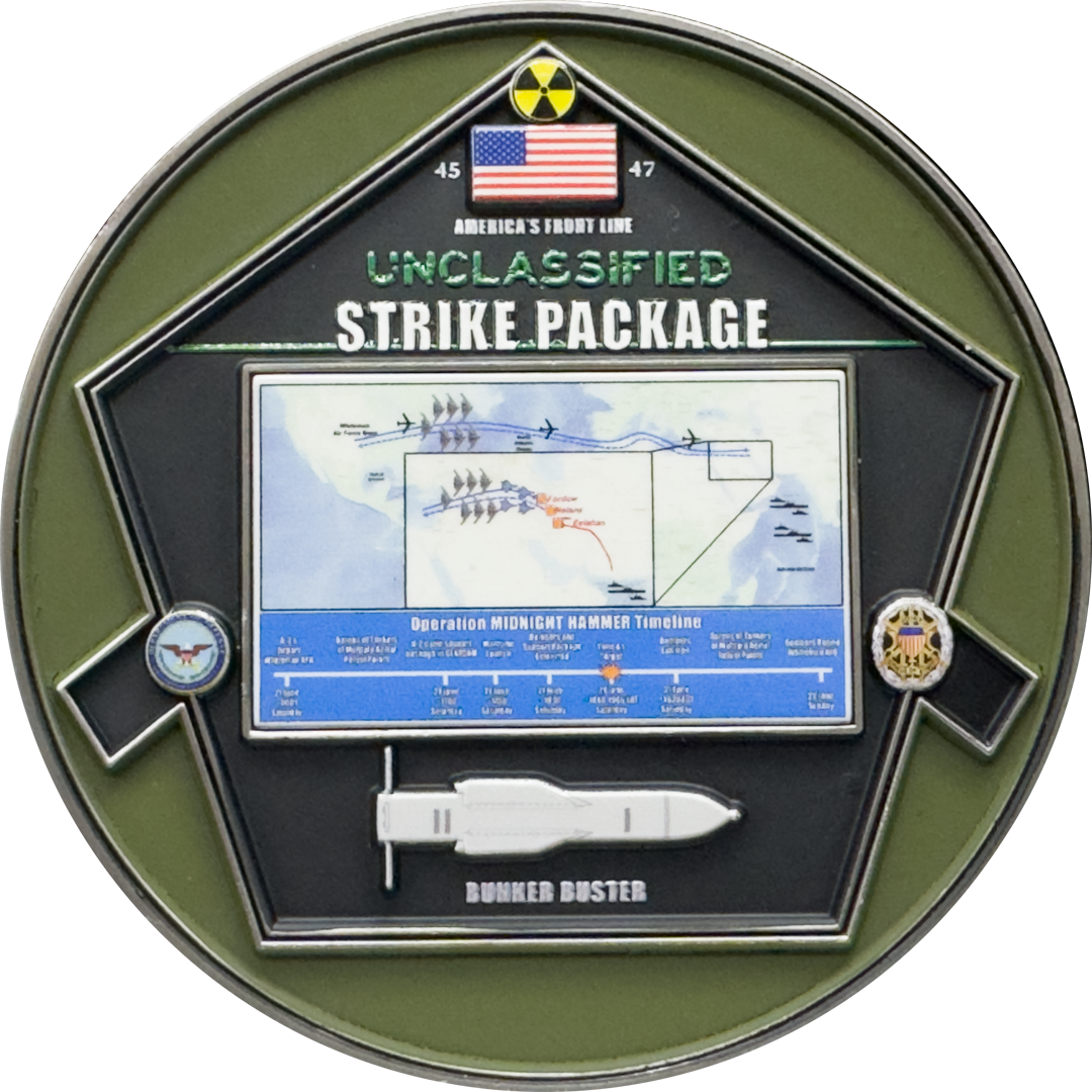 DL12-11 Midnight Hammer Challenge Coin V2 Honoring Pete Hegseth B-52 Bunker Buster Stealth Bomber B-2 (Copy)