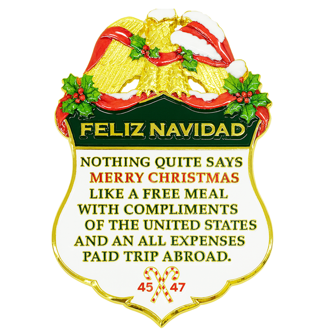 BL14-23 BP Agent Christmas Challenge Coin Border Patrol Feliz Navidad