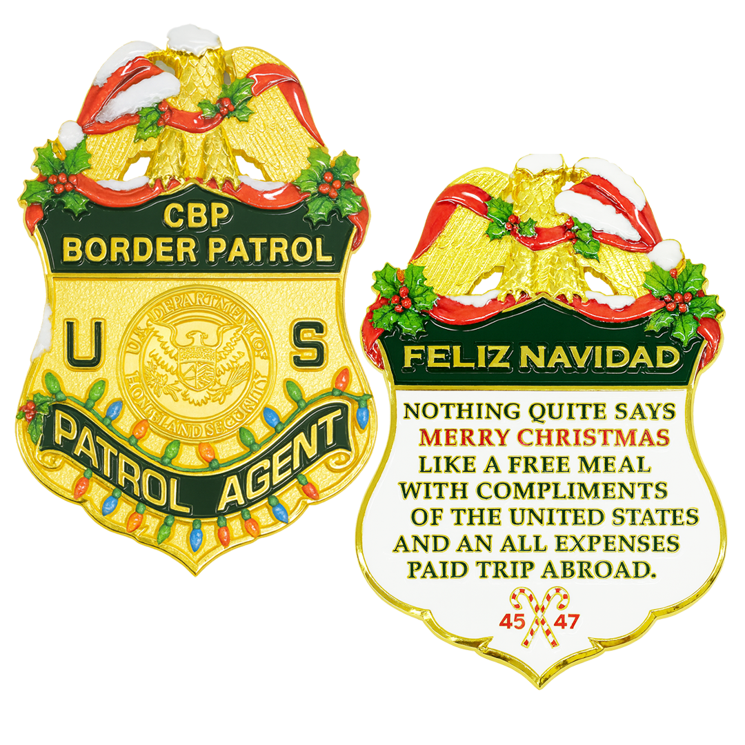 BL14-23 BP Agent Christmas Challenge Coin Border Patrol Feliz Navidad