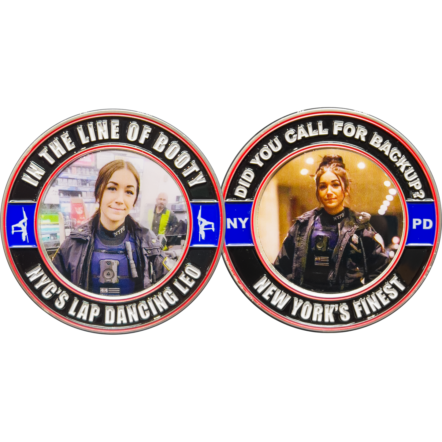 GL15-004 NYPD Lap Dance in the Line of Booty Police Challenge Coin