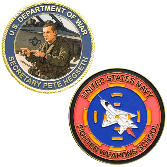 BL10-7 Secretary of War Pete Hegseth Challenge Coin Navy Fighter Weapons School Midnight Hammer Department of War