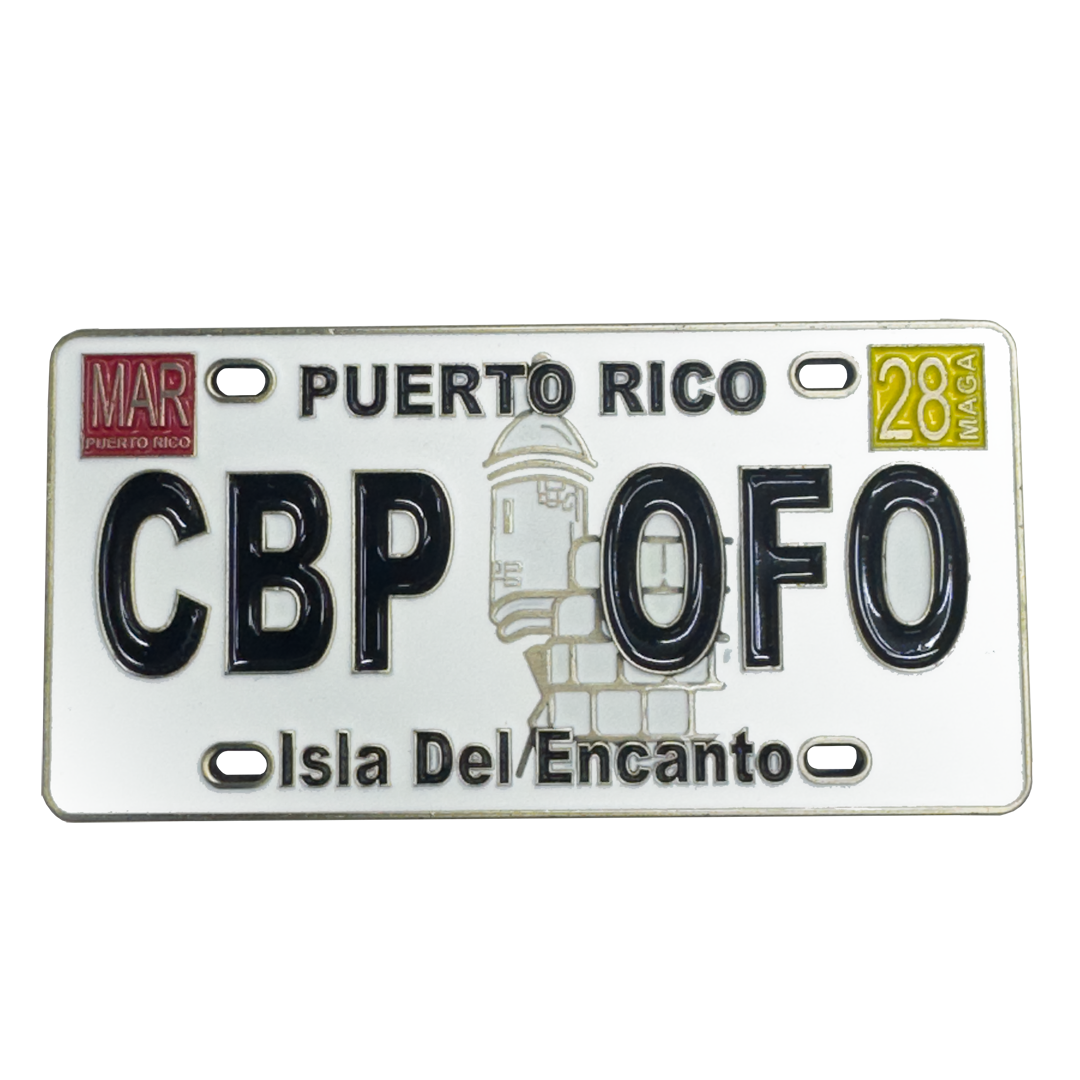 H-005 Puerto Rico License Plate Challenge Coin san juan CBP Officer Police