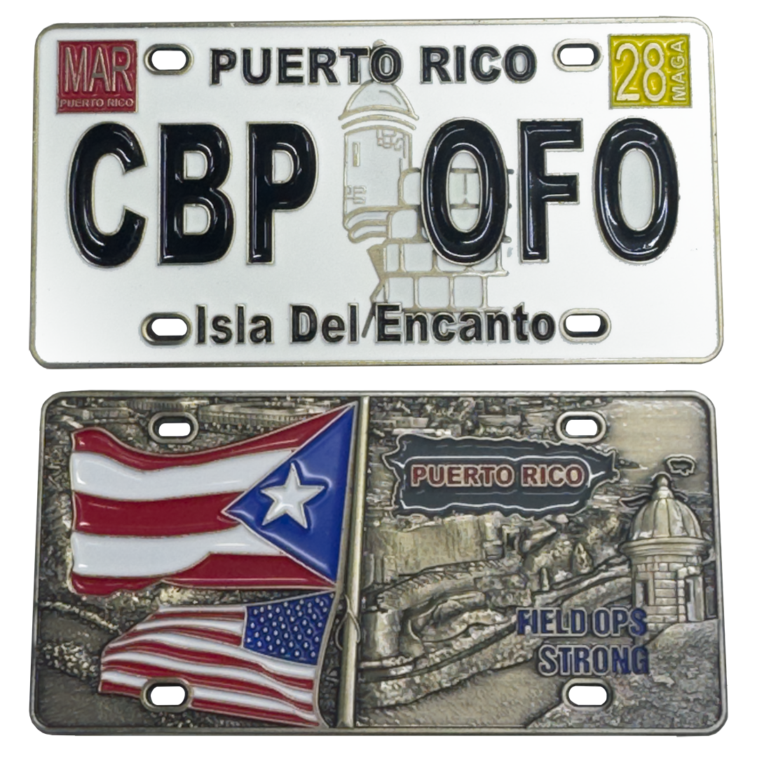 H-005 Puerto Rico License Plate Challenge Coin san juan CBP Officer Police