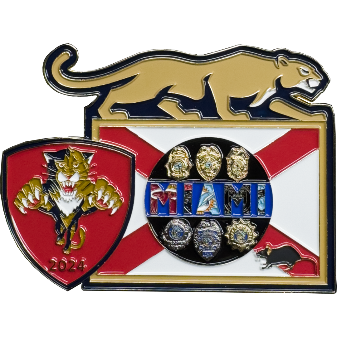 EL2-005 Hockey Cup FDLE Miami-Dade Miami FHP Sunrise Fort Lauderdale Florida Police Challenge Coin