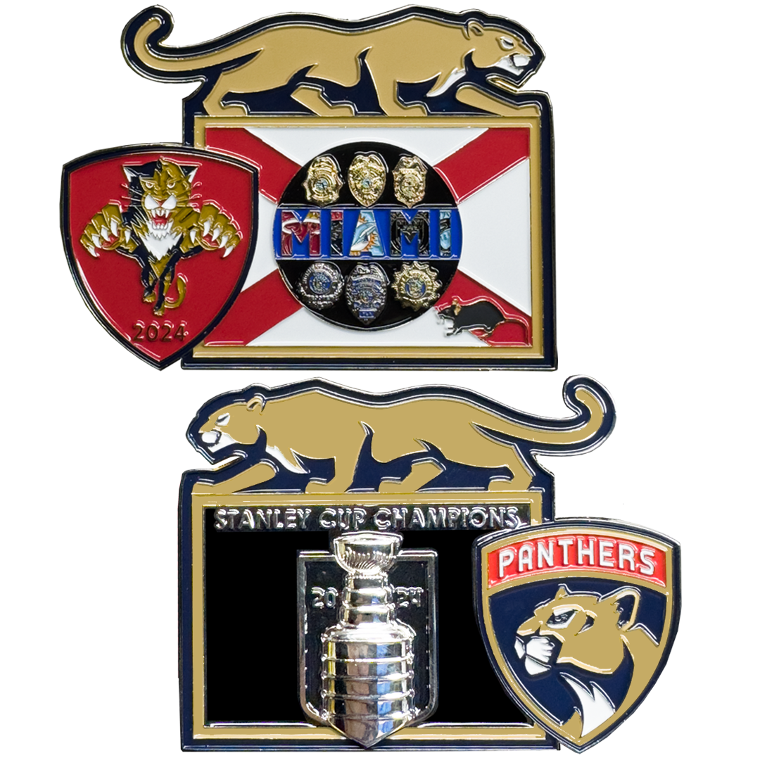 EL2-005 Hockey Cup FDLE Miami-Dade Miami FHP Sunrise Fort Lauderdale Florida Police Challenge Coin