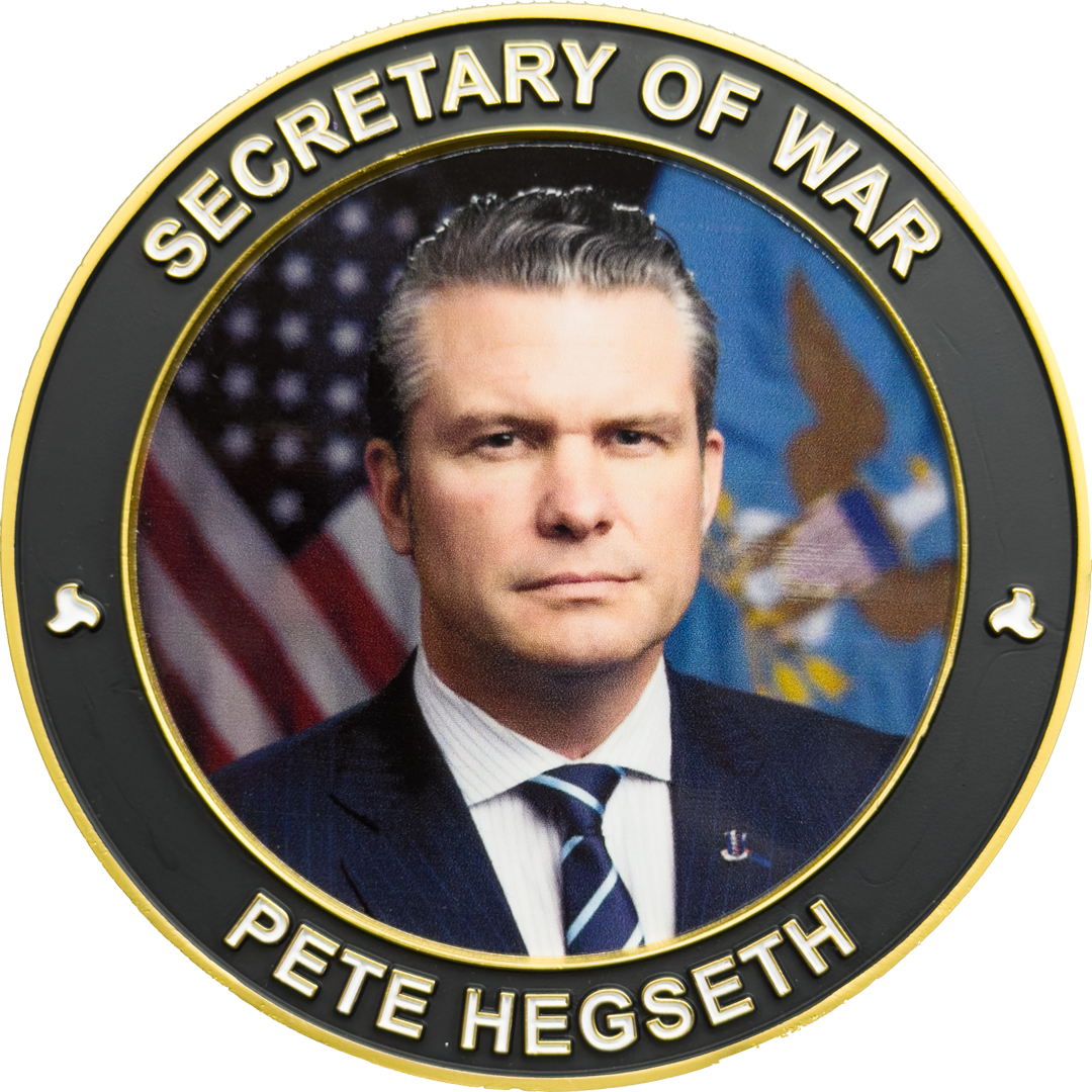 BL2-8A Secretary of War Pete Hegseth large Challenge Coin honoring Midnight Hammer Department of War