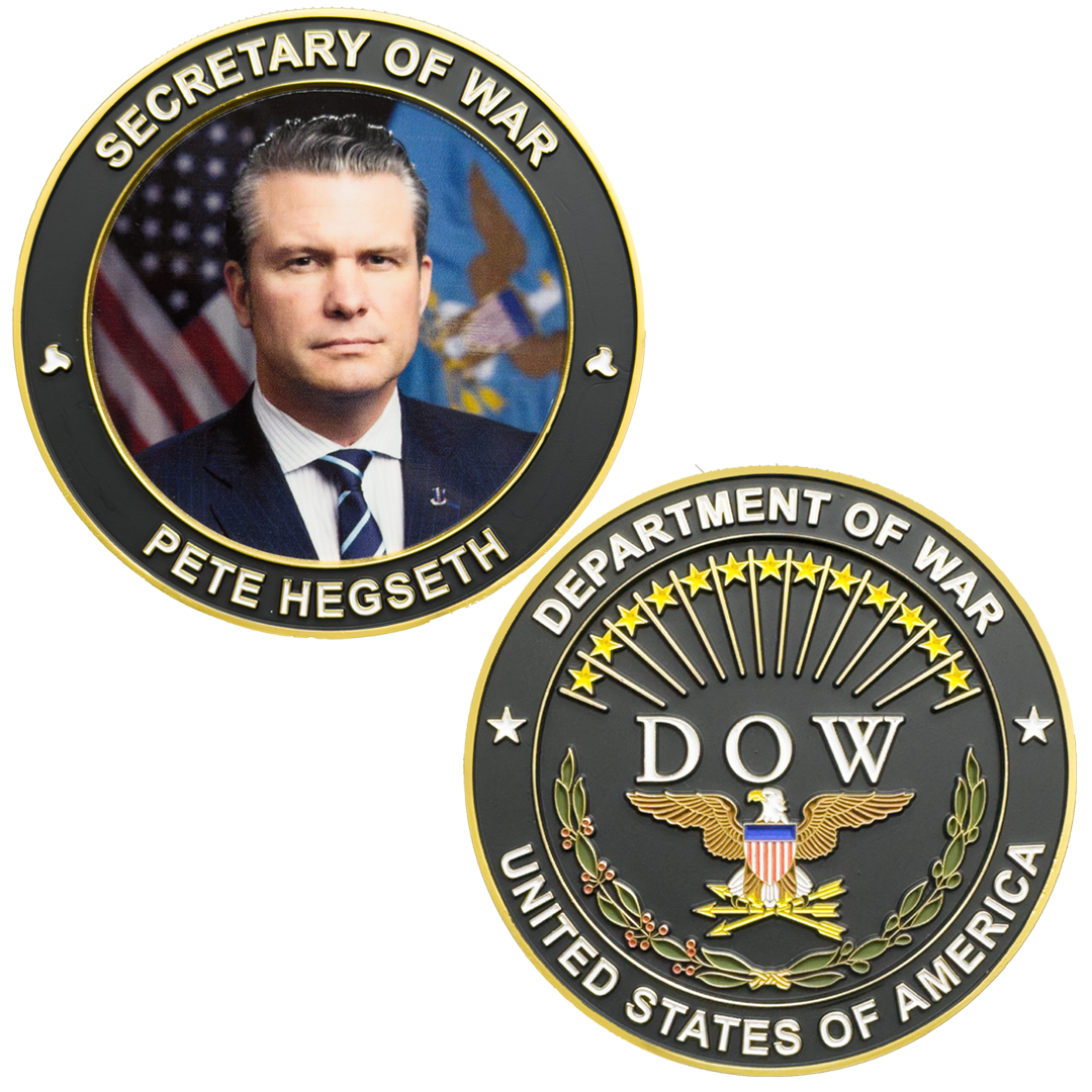 BL2-8A Secretary of War Pete Hegseth large Challenge Coin honoring Midnight Hammer Department of War
