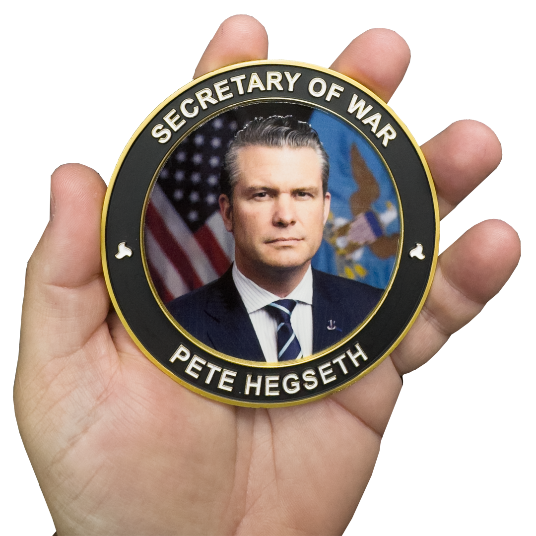 BL2-8A Secretary of War Pete Hegseth large Challenge Coin honoring Midnight Hammer Department of War