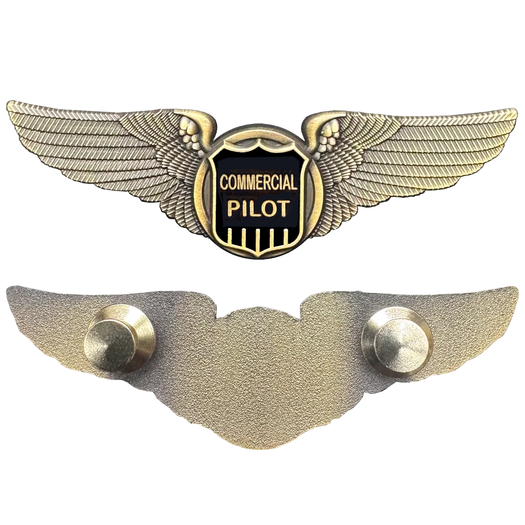 EL14-20 Commercial Pilot Wings pin Full size standard 3 inch great for Airline Crew