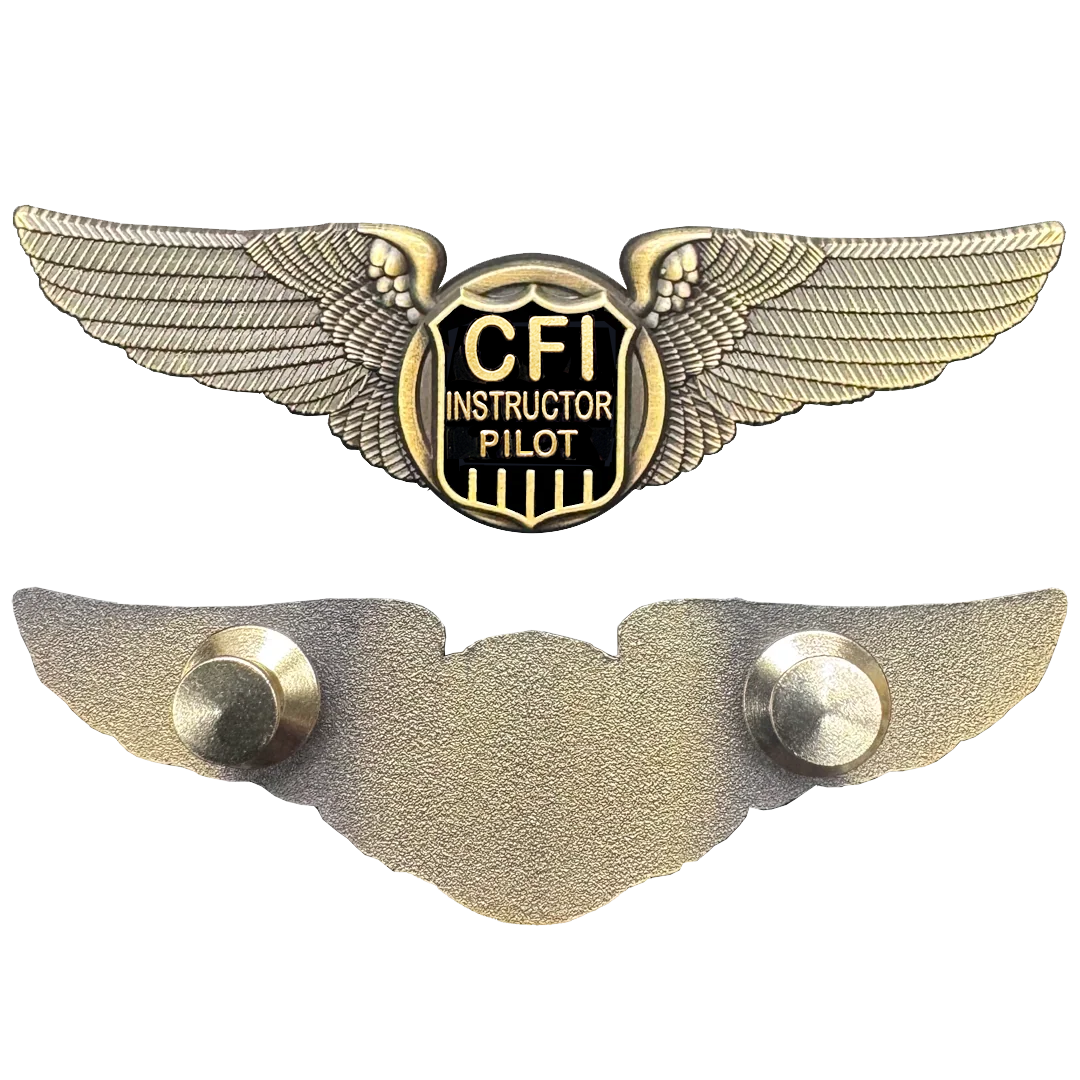 EL15-21 CFI Instructor Pilot Wings pin Full size standard 3 inch Certified Flight Instructor