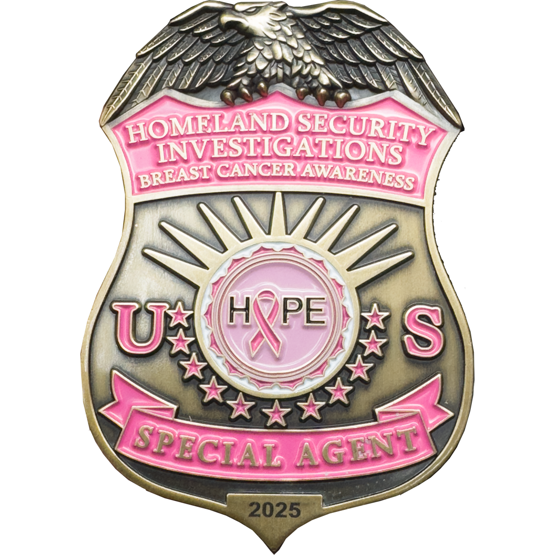 BL2-010A Thin Pink Line HSI Special Agent Breast Cancer Awareness Month 2025 Challenge Coin