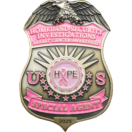 BL2-010A Thin Pink Line HSI Special Agent Breast Cancer Awareness Month 2025 Challenge Coin