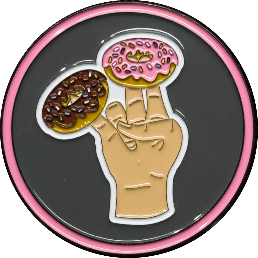 DL11-17 2 in the Pink 1 in the stink donut Challenge Coin Golf Marker for Shocker Hand Gesture Fans