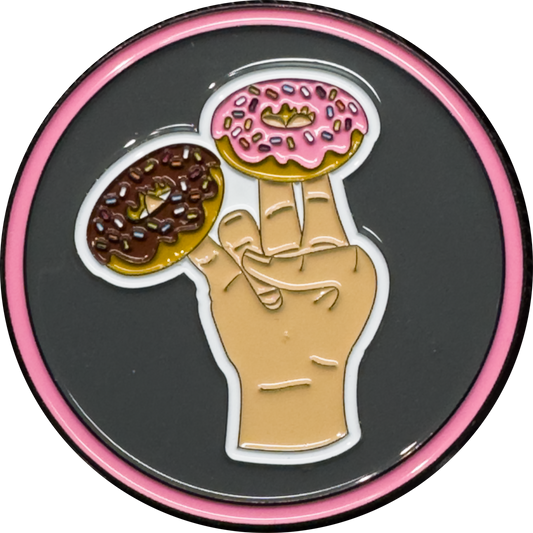 DL11-17 2 in the Pink 1 in the stink donut Challenge Coin Golf Marker for Shocker Hand Gesture Fans