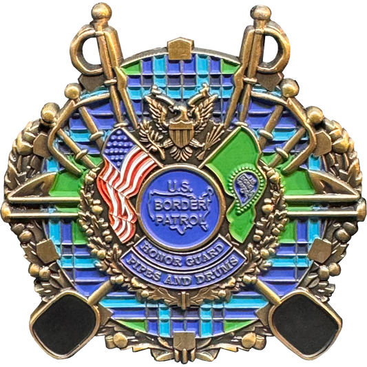 GG-003 Border Patrol Agent Pipes and Drums lapel Pin CBP BPA Honor First
