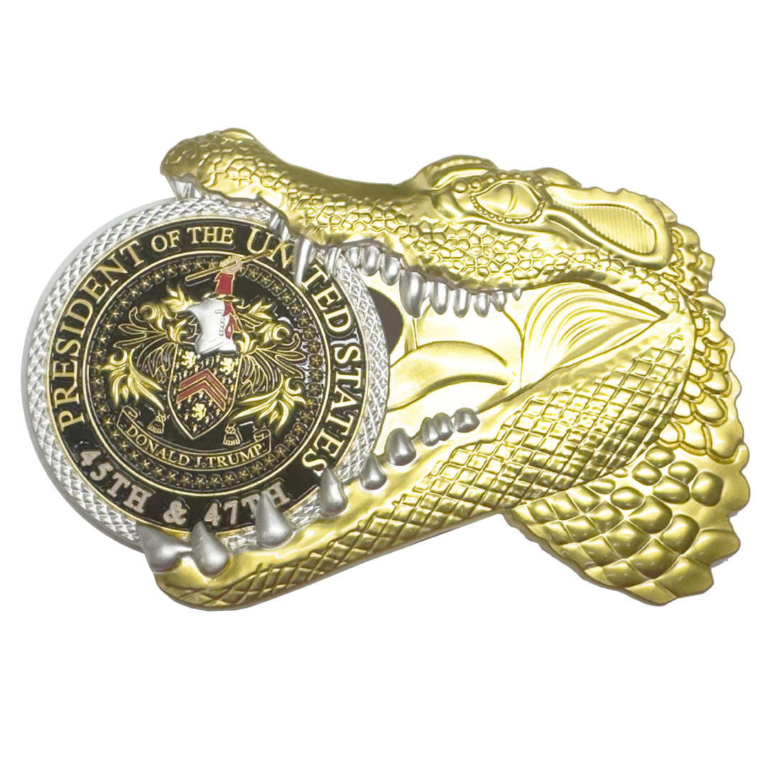 EL3-24 President Donald Trump 47 Alligator Alcatraz MAGA Challenge Coin Gator