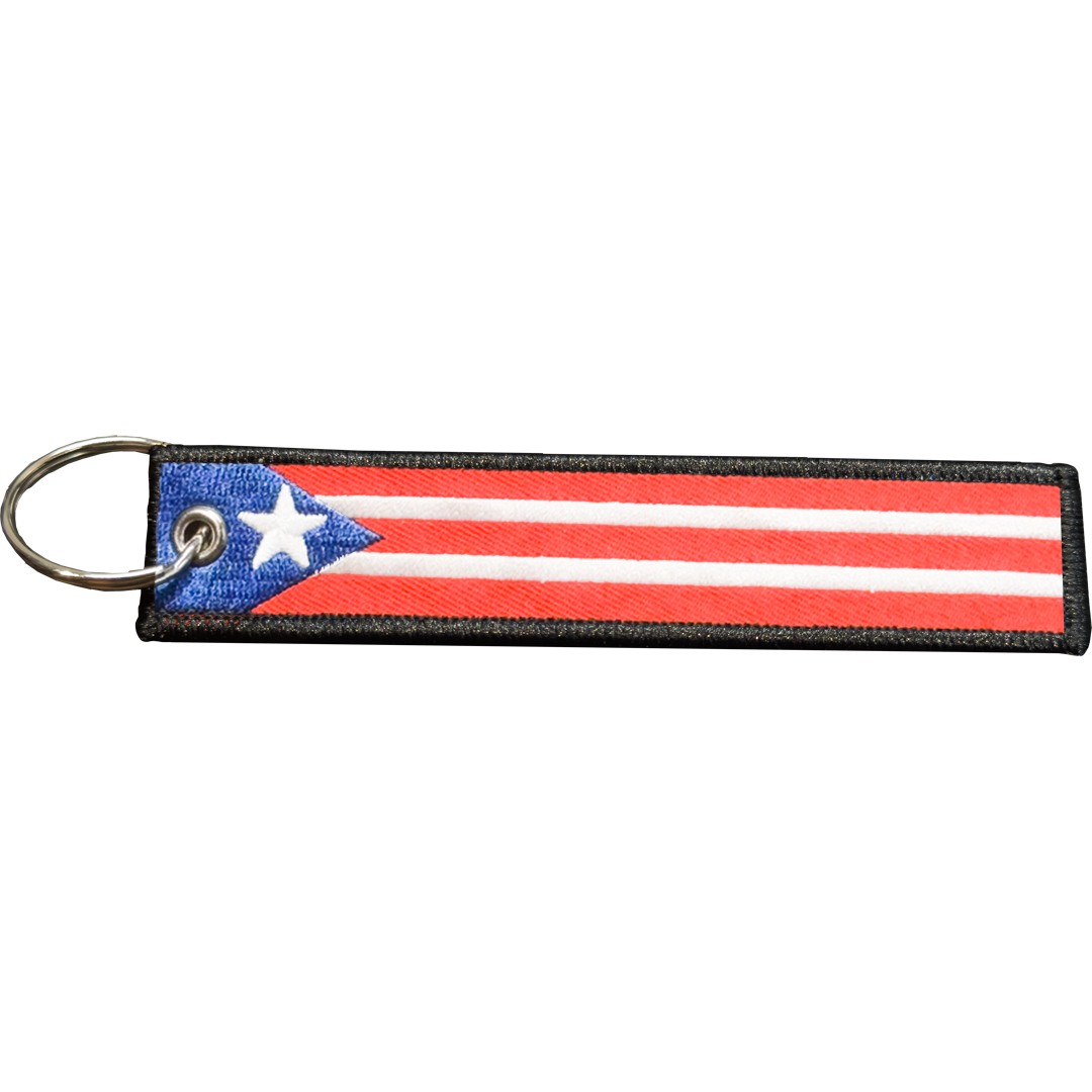 EL12-024 Boricua Puerto Rico Flag Puerto Rican Pride embroidered keychain with keyring Team PR