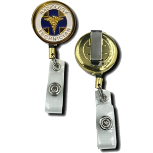 CL8-02 Radiology Technician Retractable ID reel metal ID card holder X-Ray Tech Hospital