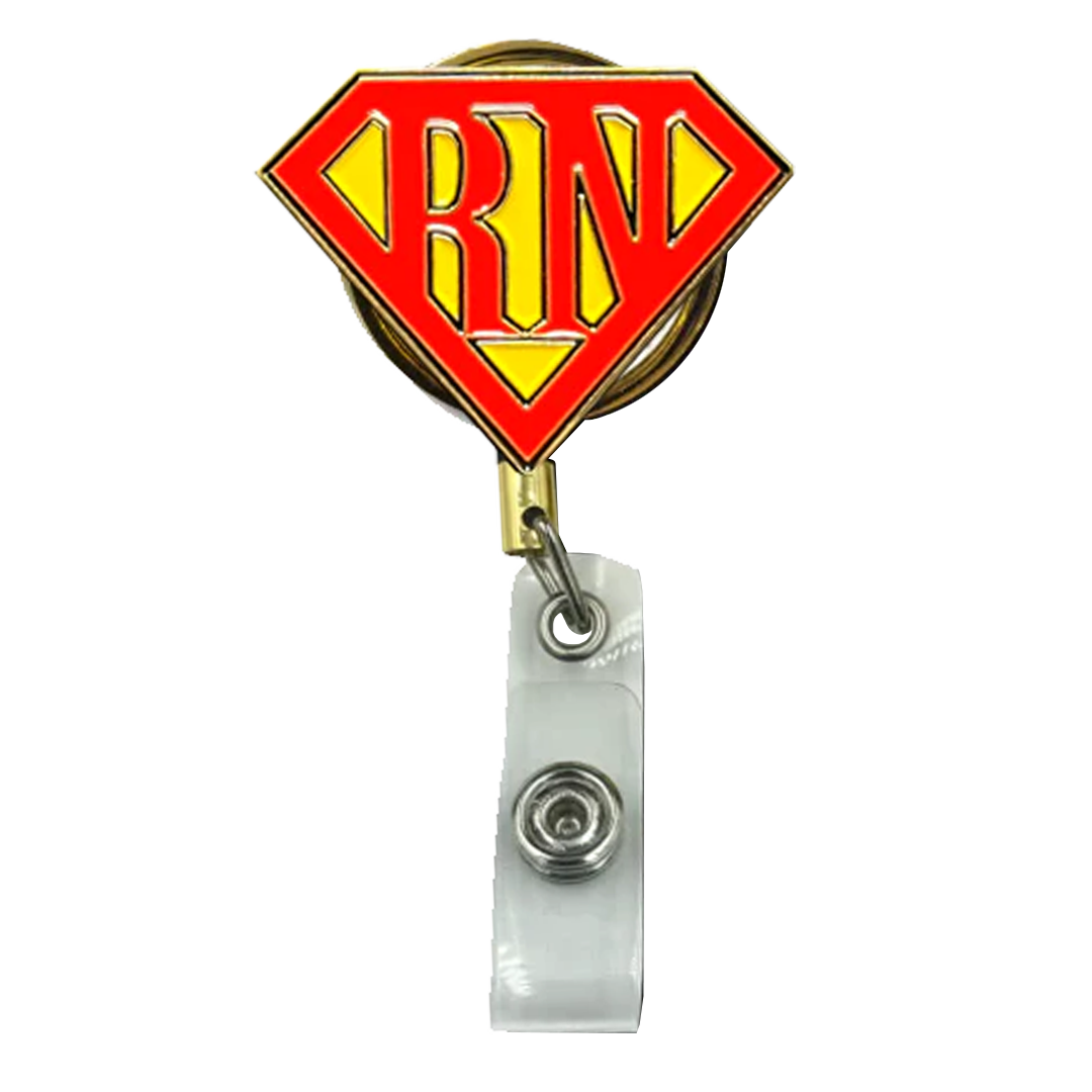 GL4-014 Registered Nurse ID Reel RN super hero ER Hospital Clinic Nursing School Graduation Gift RETRACTABLE metal
