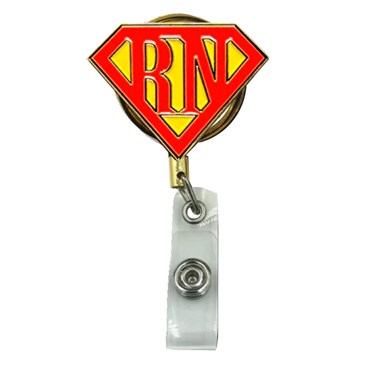 GL4-014 Registered Nurse ID Reel RN super hero ER Hospital Clinic Nursing School Graduation Gift RETRACTABLE metal