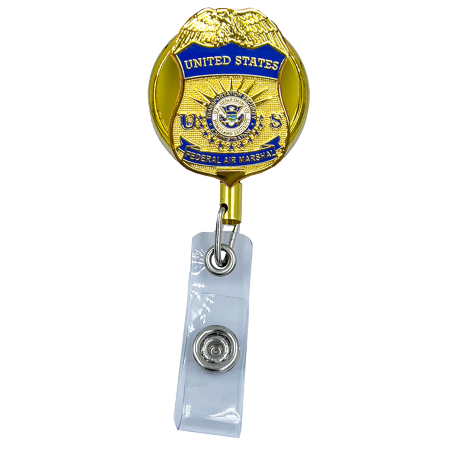 LL-009 FAM Federal Air Marshal Metal ID Reel retractable Card Holder
