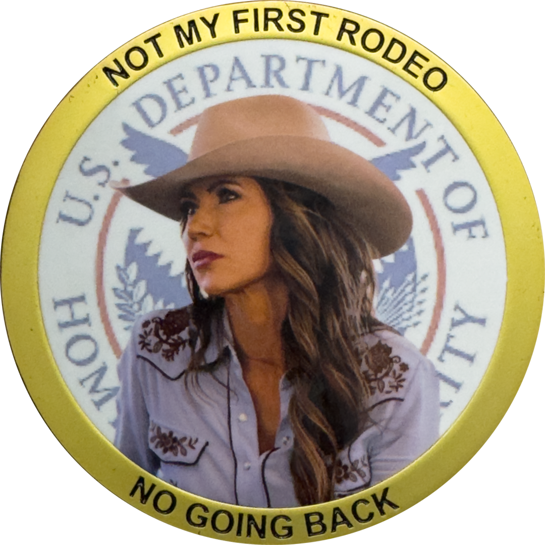 EL18-2 Secretary Kristi Noem not Mayorkas Patron Saint Challenge Coin for Border Patrol Agent