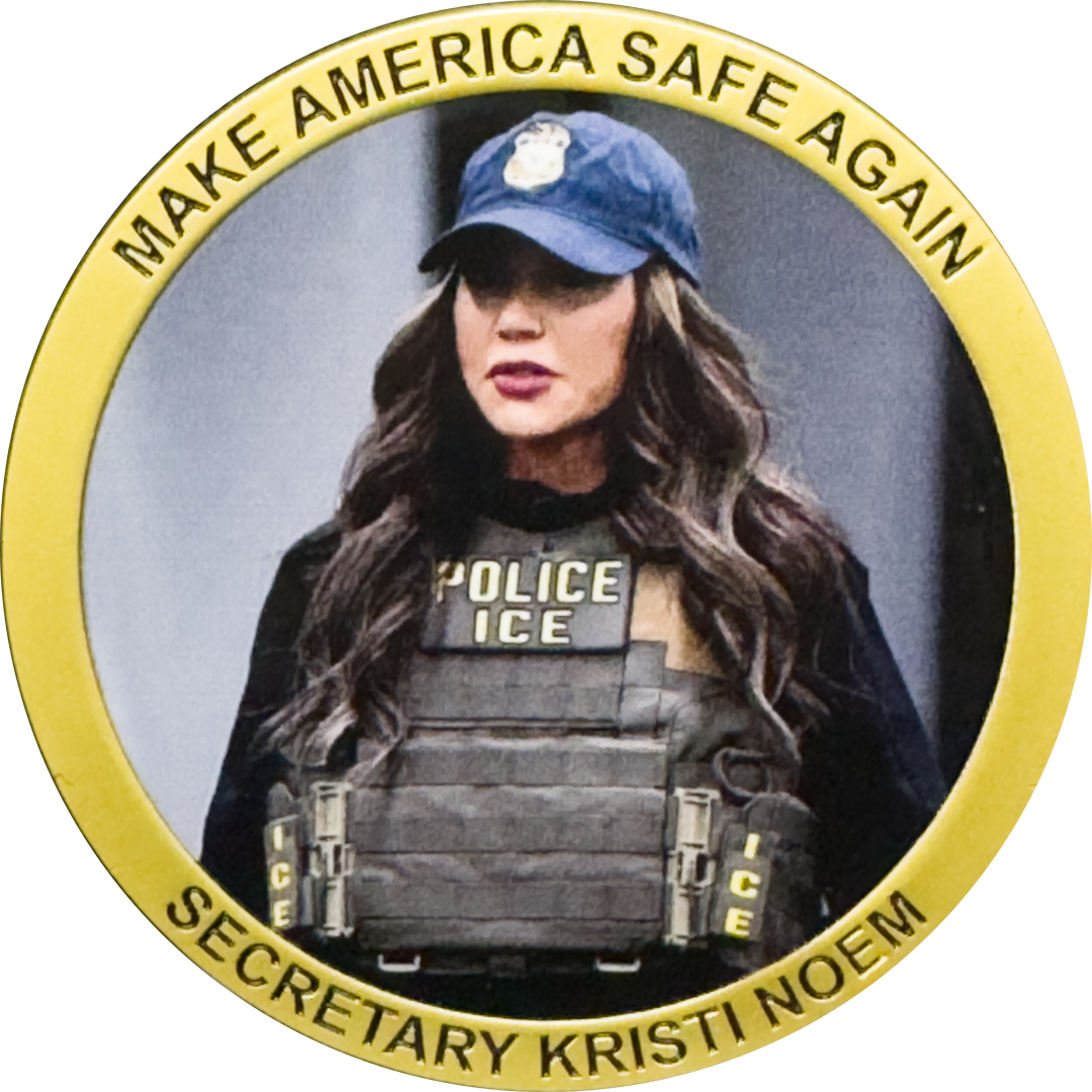 EL18-3 Secretary Kristi Noem not Mayorkas Patron Saint Challenge Coin