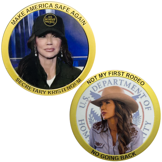 EL18-2 Secretary Kristi Noem not Mayorkas Patron Saint Challenge Coin for Border Patrol Agent
