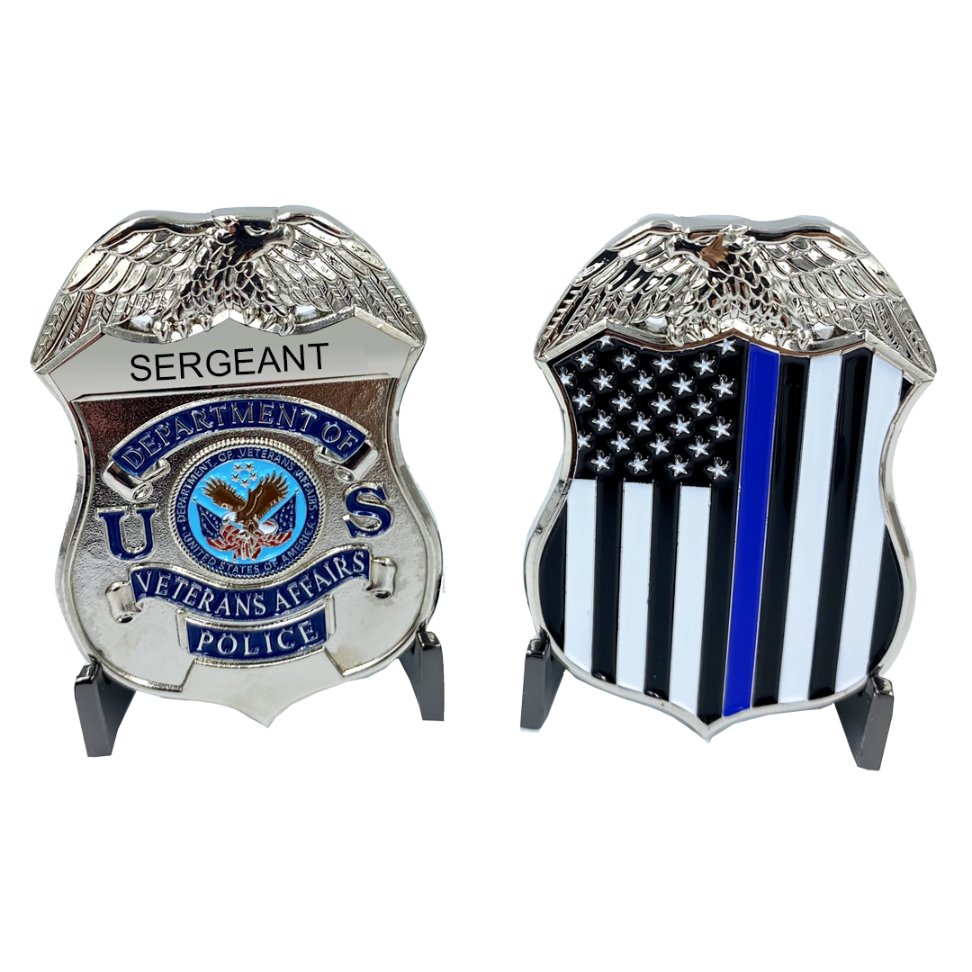 EL20-24 Sergeant VA Veterans Affairs Administration Challenge Coin Police Thin Blue Line Flag